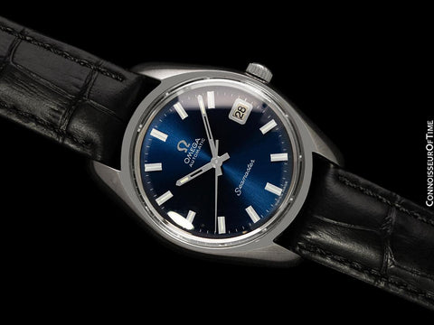 1970 Omega Seamaster Mens Vintage Watch with Automatic Cal. 565 Movement and Blue Dial - Stainless Steel