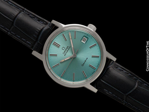 1972 Omega Geneve Vintage Mens Automatic Watch with Tiffany Blue Dial - Stainless Steel