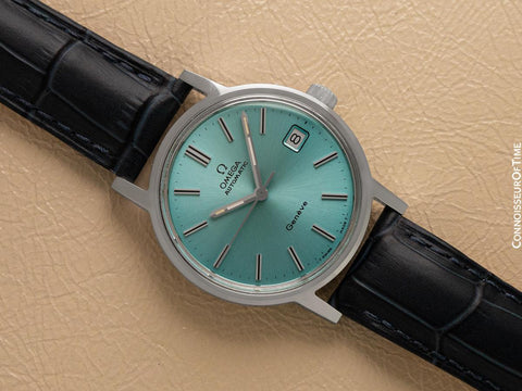 1972 Omega Geneve Vintage Mens Automatic Watch with Tiffany Blue Dial - Stainless Steel