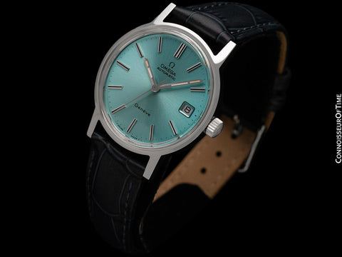 1972 Omega Geneve Vintage Mens Automatic Watch with Tiffany Blue Dial - Stainless Steel