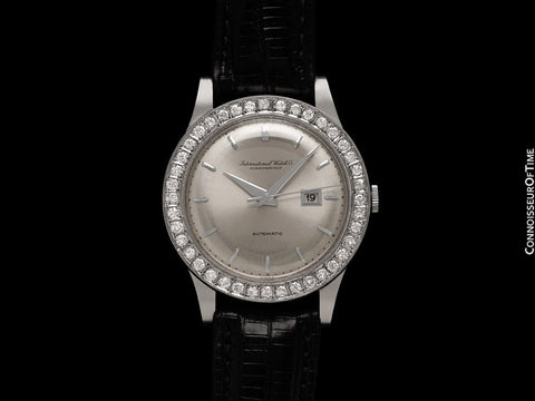 1963 IWC Vintage Mens Full Size Automatic Cal. 8531 Isomura Watch - Platinum & Diamonds