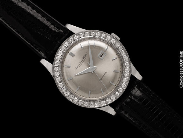 1963 IWC Vintage Mens Full Size Automatic Cal. 8531 Isomura Watch - Platinum & Diamonds