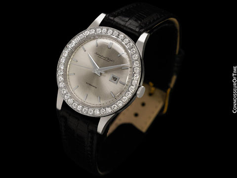 1963 IWC Vintage Mens Full Size Automatic Cal. 8531 Isomura Watch - Platinum & Diamonds