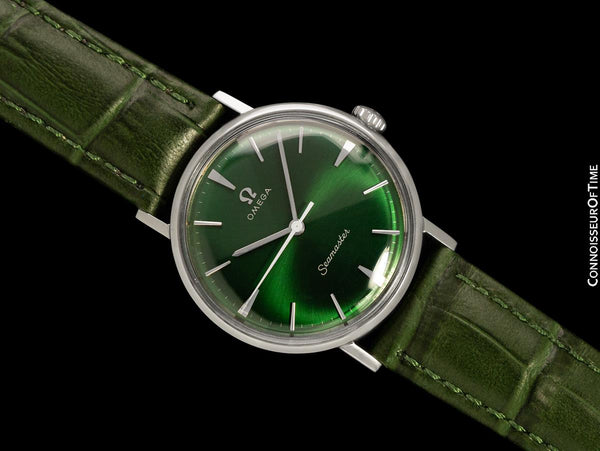 1960 Omega Seamaster Vintage Mens Handwound Emerald Green Watch - Stainless Steel