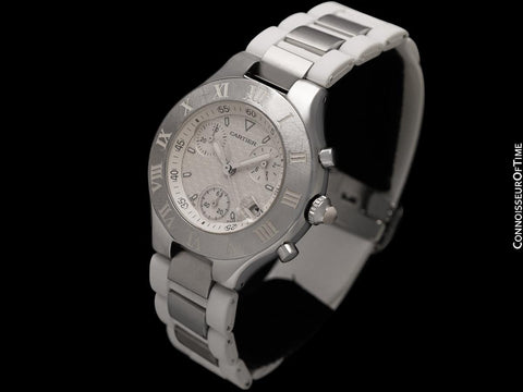 Cartier 21C Chronoscaph Chronograph Stainless Steel Mens Ref. 2424 Watch - Papers