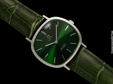 1973 Omega De Ville Mens Classic Vintage TV Shape Automatic Emerald Green Dial Watch - Stainless Steel