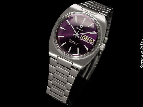 1979 Omega Seamaster Vintage Mens Bracelet Automatic Day Date Royal Amethyst Dial Watch - Stainless Steel