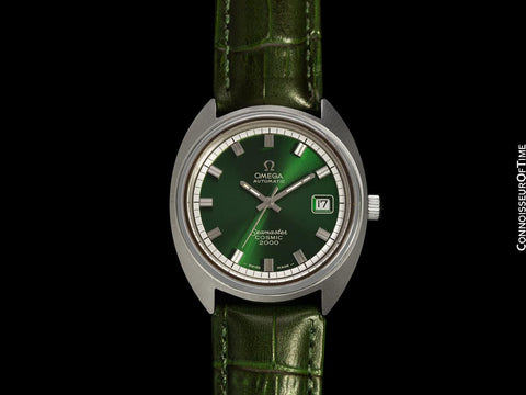 1972 Omega Seamaster Cosmic 2000 Vintage Retro Mens Dive Watch with Emerald Green Dial - Stainless Steel