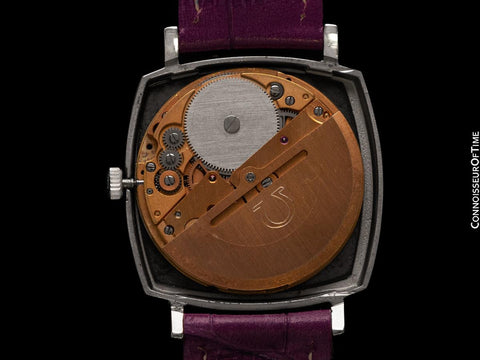 1977 Omega Geneve Vintage Mens Automatic Royal Amethyst Dial Dress Watch - Stainless Steel