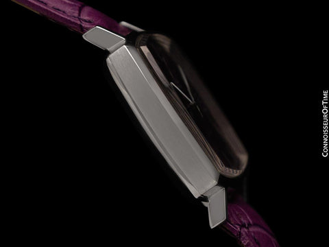 1977 Omega Geneve Vintage Mens Automatic Royal Amethyst Dial Dress Watch - Stainless Steel