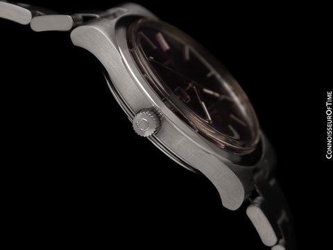 1979 Omega Geneve Vintage Retro Day Date Mens Full Size Royal Amethyst Dial Watch - Stainless Steel