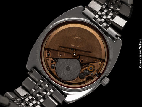 1981 Omega Seamaster Vintage Mens Bracelet Automatic Day Date Bordeaux Wine Watch - Stainless Steel