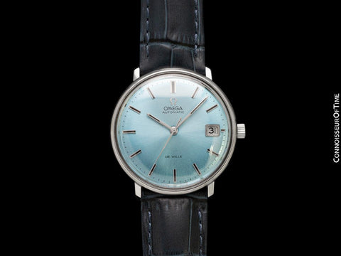 1972 Omega De Ville Vintage Mens Cal. 565 Automatic Azure Mist Blue Dial Watch - Stainless Steel