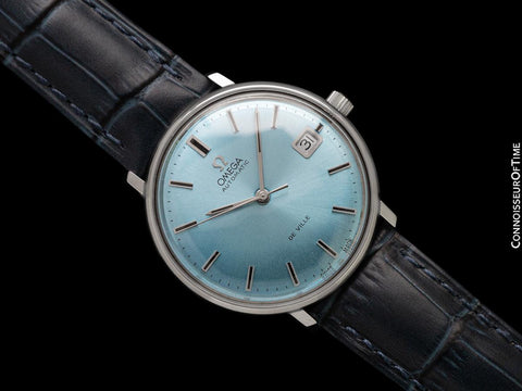 1972 Omega De Ville Vintage Mens Cal. 565 Automatic Azure Mist Blue Dial Watch - Stainless Steel