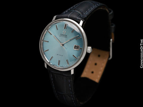 1972 Omega De Ville Vintage Mens Cal. 565 Automatic Azure Mist Blue Dial Watch - Stainless Steel