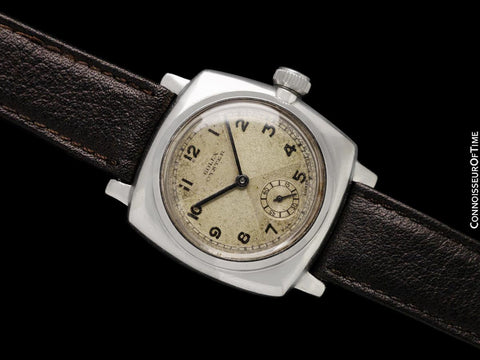1938 Rolex Rare Early Oyster Vintage Mens Full Size Watch with Bow Tie Dial - Stainless Steel