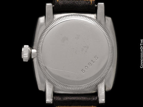 1938 Rolex Rare Early Oyster Vintage Mens Full Size Watch with Bow Tie Dial - Stainless Steel