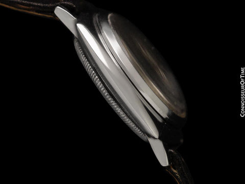 1938 Rolex Rare Early Oyster Vintage Mens Full Size Watch with Bow Tie Dial - Stainless Steel