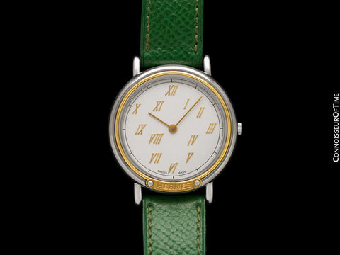 Hermes Meteore Mens Luxury Watch - Stainless Steel & Solid 18K Gold