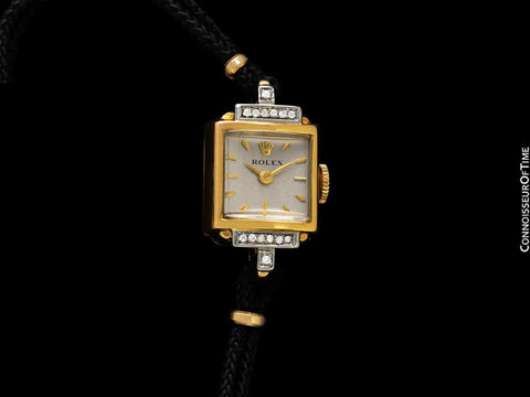 1950's Rolex Ladies Vintage Cocktail Watch - 18K Gold & Diamonds