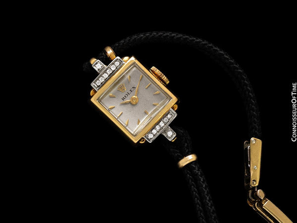 1950's Rolex Ladies Vintage Cocktail Watch - 18K Gold & Diamonds
