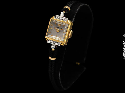 1950's Rolex Ladies Vintage Cocktail Watch - 18K Gold & Diamonds
