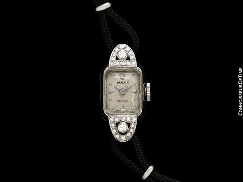 1950's Rolex Ladies Vintage Cocktail Watch - 18K White Gold & Diamonds