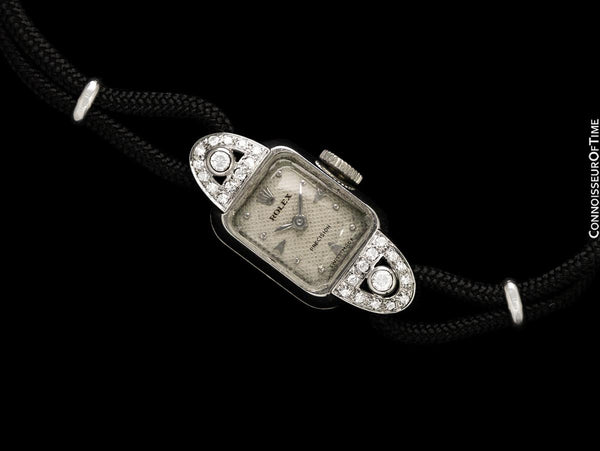 1950's Rolex Ladies Vintage Cocktail Watch - 18K White Gold & Diamonds