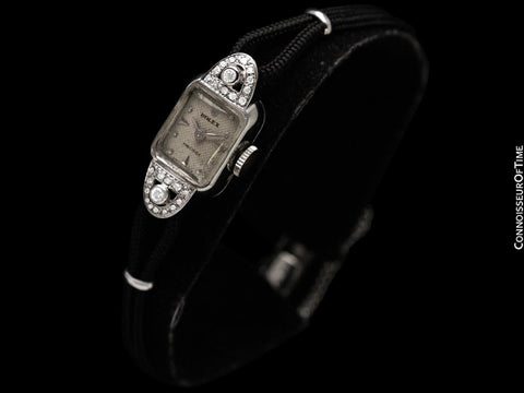 1950's Rolex Ladies Vintage Cocktail Watch - 18K White Gold & Diamonds