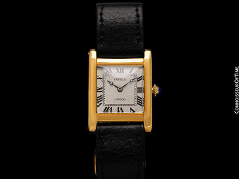 c. 1950 Cartier London Vintage Mens "Collection Privee" Level Ultra Rare Tank Normale Watch - 18K Gold