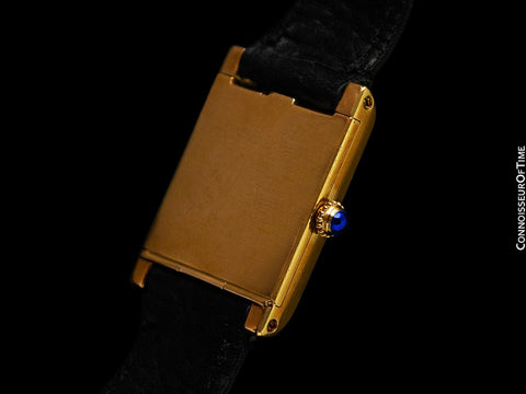 c. 1950 Cartier London Vintage Mens "Collection Privee" Level Ultra Rare Tank Normale Watch - 18K Gold