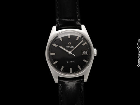 1969 Omega Geneve Vintage Mens Cal. 565 Automatic Watch with Black Dial - Stainless Steel