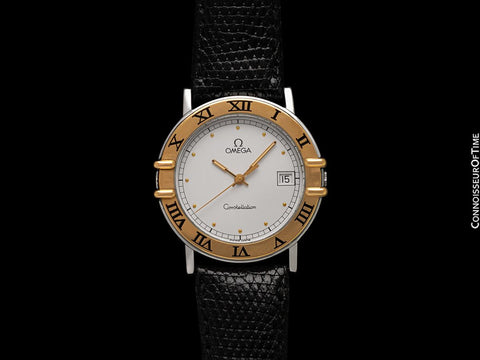 Omega Constellation Manhattan Mens 35mm Watch, Quartz, Date - Brushed Stainless Steel & 18K Gold