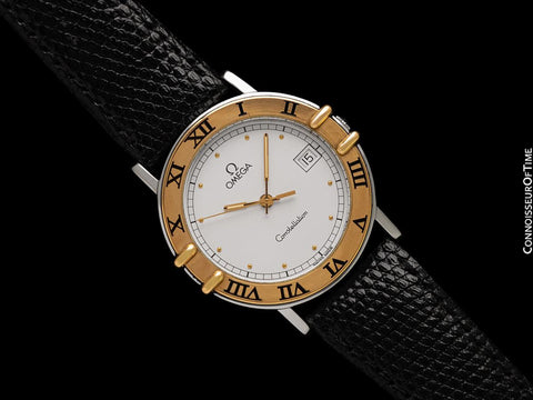 Omega Constellation Manhattan Mens 35mm Watch, Quartz, Date - Brushed Stainless Steel & 18K Gold