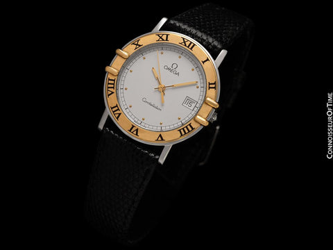Omega Constellation Manhattan Mens 35mm Watch, Quartz, Date - Brushed Stainless Steel & 18K Gold