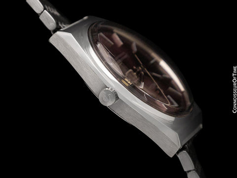 1978 Omega Seamaster Vintage Mens Bracelet Automatic Day Date Bordeaux Wine Watch - Stainless Steel