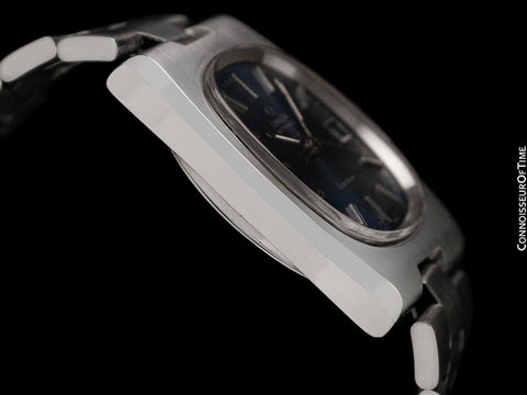 1977 Omega Geneve Vintage Mens Automatic Bracelet Smoked Sapphire Dial Watch - Stainless Steel