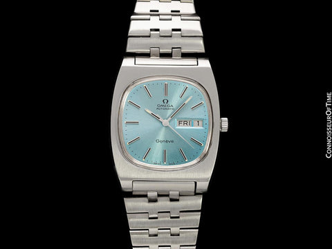 1975 Omega Geneve Vintage Retro Automatic Day Date Mens Dial Watch - Stainless Steel