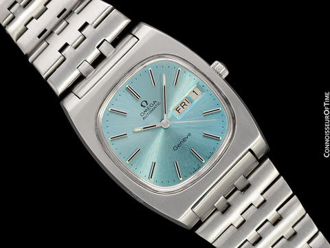 1975 Omega Geneve Vintage Retro Automatic Day Date Mens Dial Watch - Stainless Steel