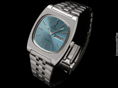 1975 Omega Geneve Vintage Retro Automatic Day Date Mens Dial Watch - Stainless Steel