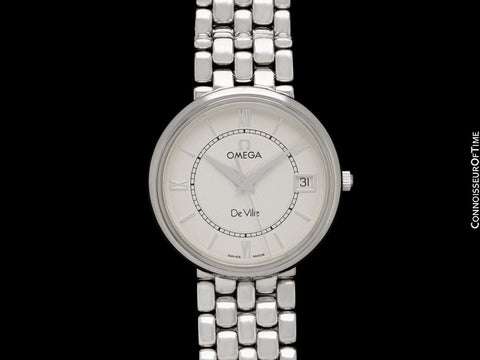 1998 Omega De Ville Prestige Mens Thin Dress Watch with Date & Bracelet - Stainless Steel
