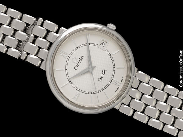 1998 Omega De Ville Prestige Mens Thin Dress Watch with Date & Bracelet - Stainless Steel