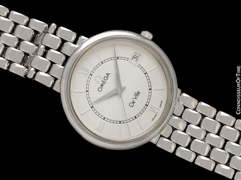 1998 Omega De Ville Prestige Mens Thin Dress Watch with Date & Bracelet - Stainless Steel