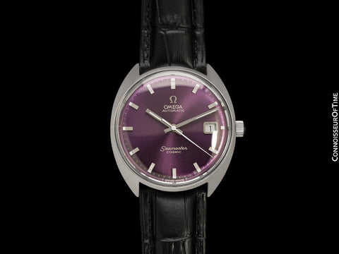 1968 Omega Vintage Mens Seamaster Cosmic Retro Cal. 565 Watch with Royal Amethyst Dial - Stainless Steel