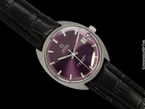 1968 Omega Vintage Mens Seamaster Cosmic Retro Cal. 565 Watch with Royal Amethyst Dial - Stainless Steel