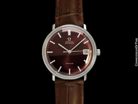 1968 Omega De Ville Vintage Mens Cal. 565 Automatic Shiraz Wine Dial Watch - Stainless Steel