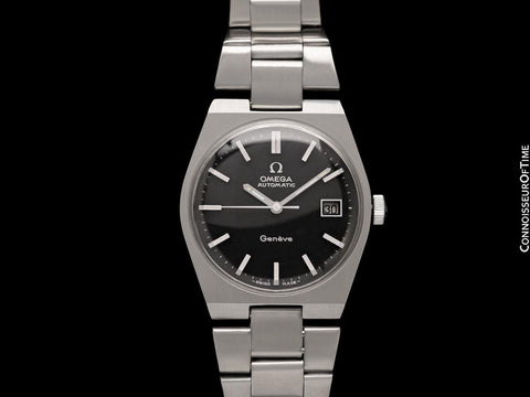 1972 Omega Geneve Vintage Mens Automatic Bracelet Watch, Quick-Setting Date - Stainless Steel