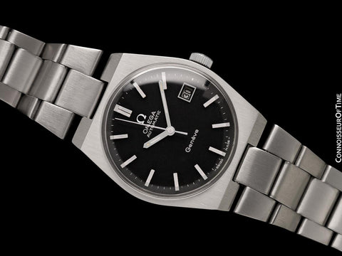 1972 Omega Geneve Vintage Mens Automatic Bracelet Watch, Quick-Setting Date - Stainless Steel