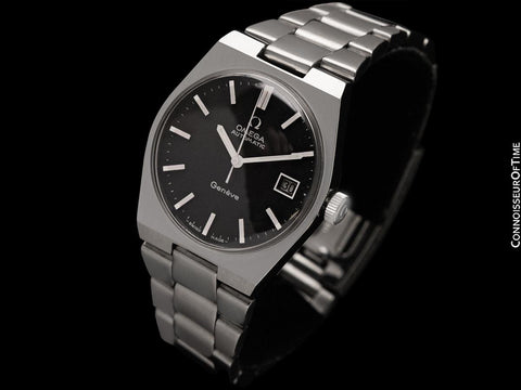 1972 Omega Geneve Vintage Mens Automatic Bracelet Watch, Quick-Setting Date - Stainless Steel