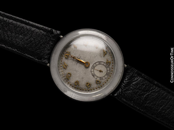 1920's Movado Full Hermetic Mens Nickel Watch - Early Waterproof Design